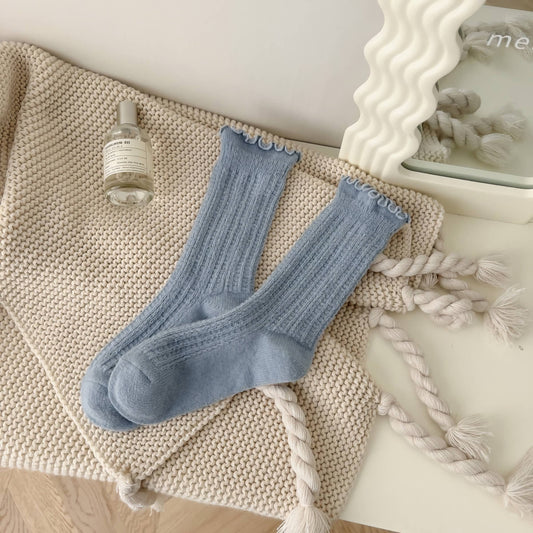 Breathable Ruffle Socks - Knitted Wool Warm Crew Socks: No.4