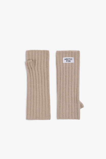 Merino Wool Fingerless Gloves - Soft Taupe - AW25