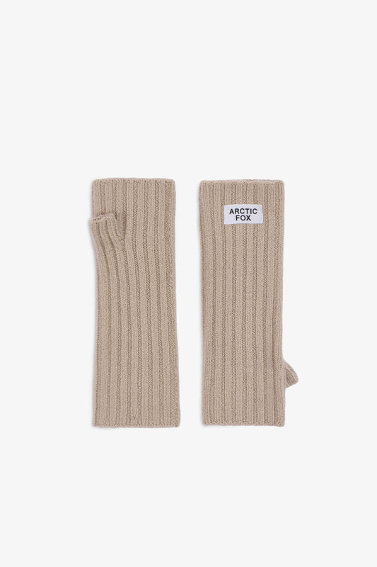 Merino Wool Fingerless Gloves - Soft Taupe - AW25