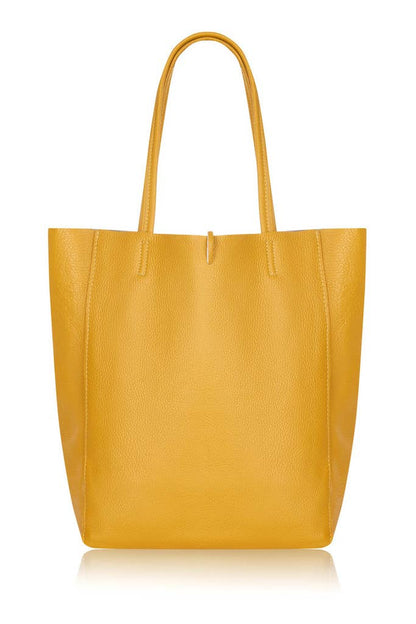 Italian Genuine Leather Large Shopper Tote Shoulder Handbag: Olive Green