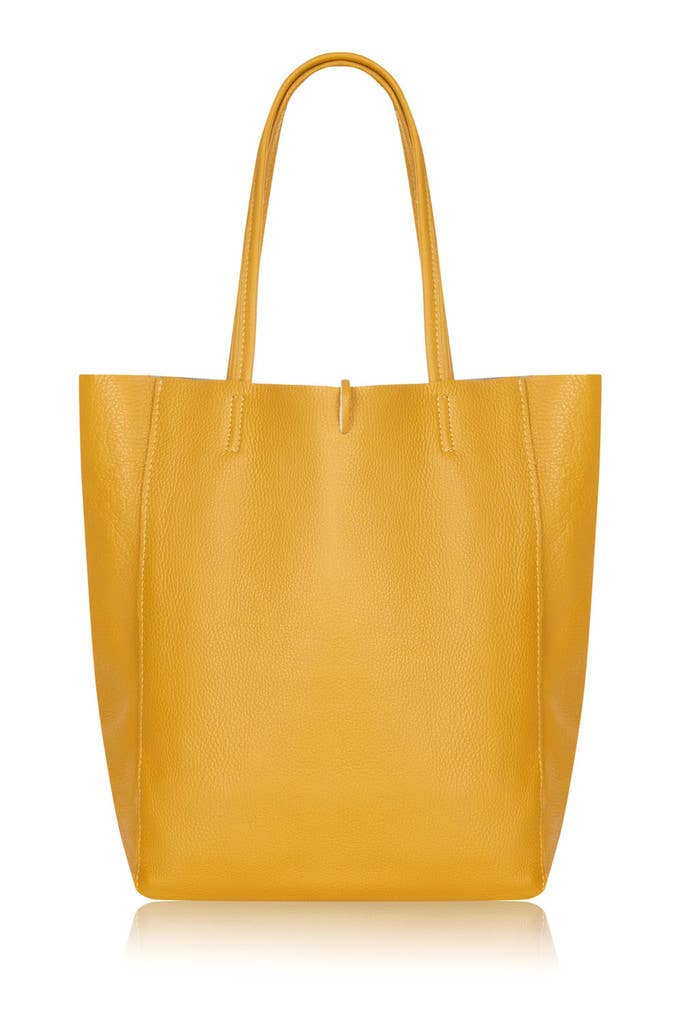 Italian Genuine Leather Large Shopper Tote Shoulder Handbag: Silver