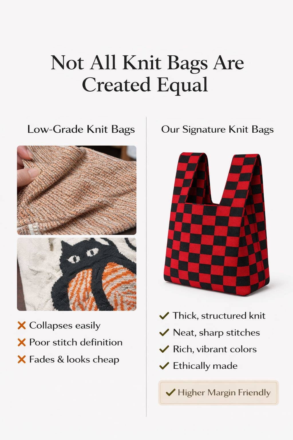 Sunset Swirl - Knitted Bag: Pink and orange / Medium