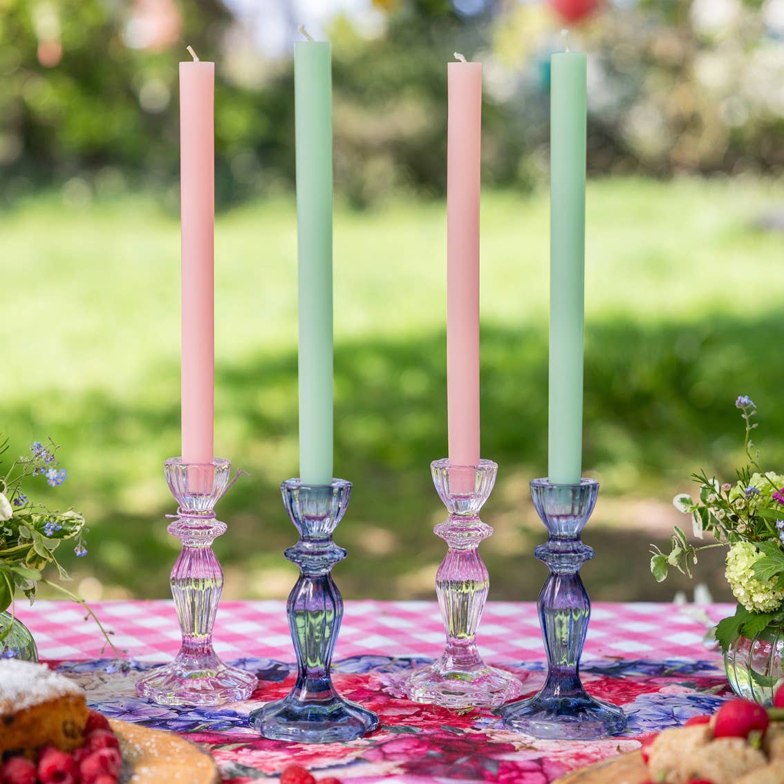 Pink Glass Candle Holder | Mothers Day | Home Decor | Gift |