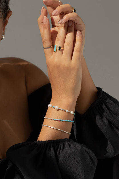 NORI Turquoise 925 Sterling Silver Bracelet - Waterproof