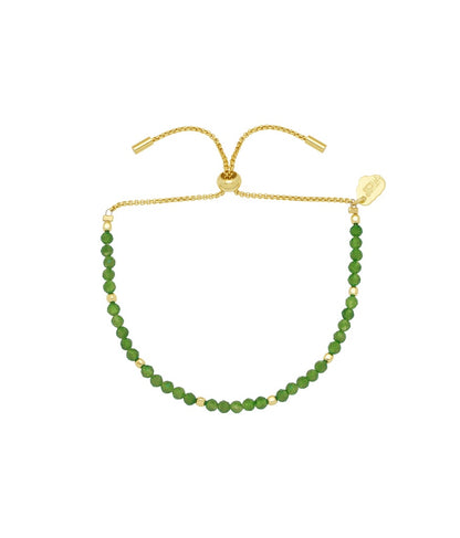 Faceted Green Agate Amelia Bracelet - Gold Plated