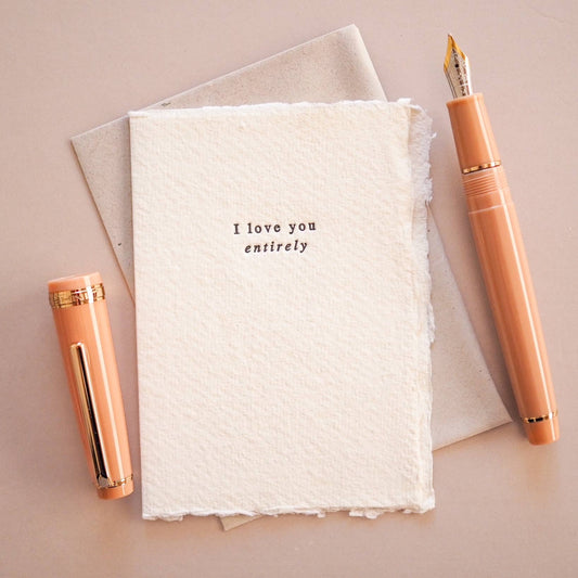 I love you entirely letter press printed mini card