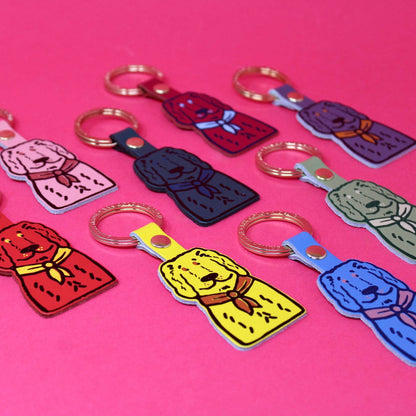 Spaniel | Leather Key Ring | Gold Plated: Sage