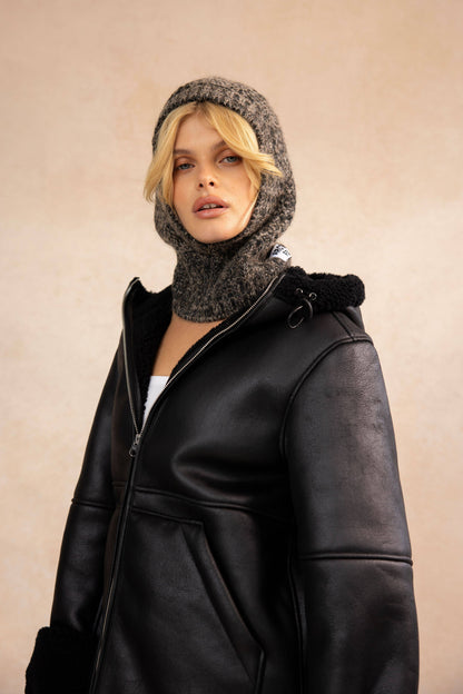 The Alpaca Balaclava Fitted Hood - Frosted Walnut - AW24