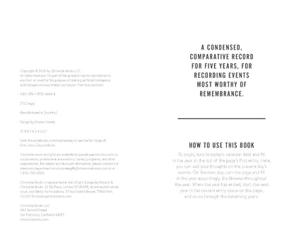 One Line a Day: Five Year Memory Book Black Canvas