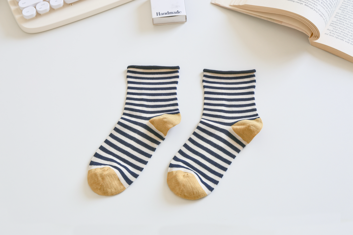 Women's Mulberry Silk Socks - Soft, Breathable Striped Socks: Blue