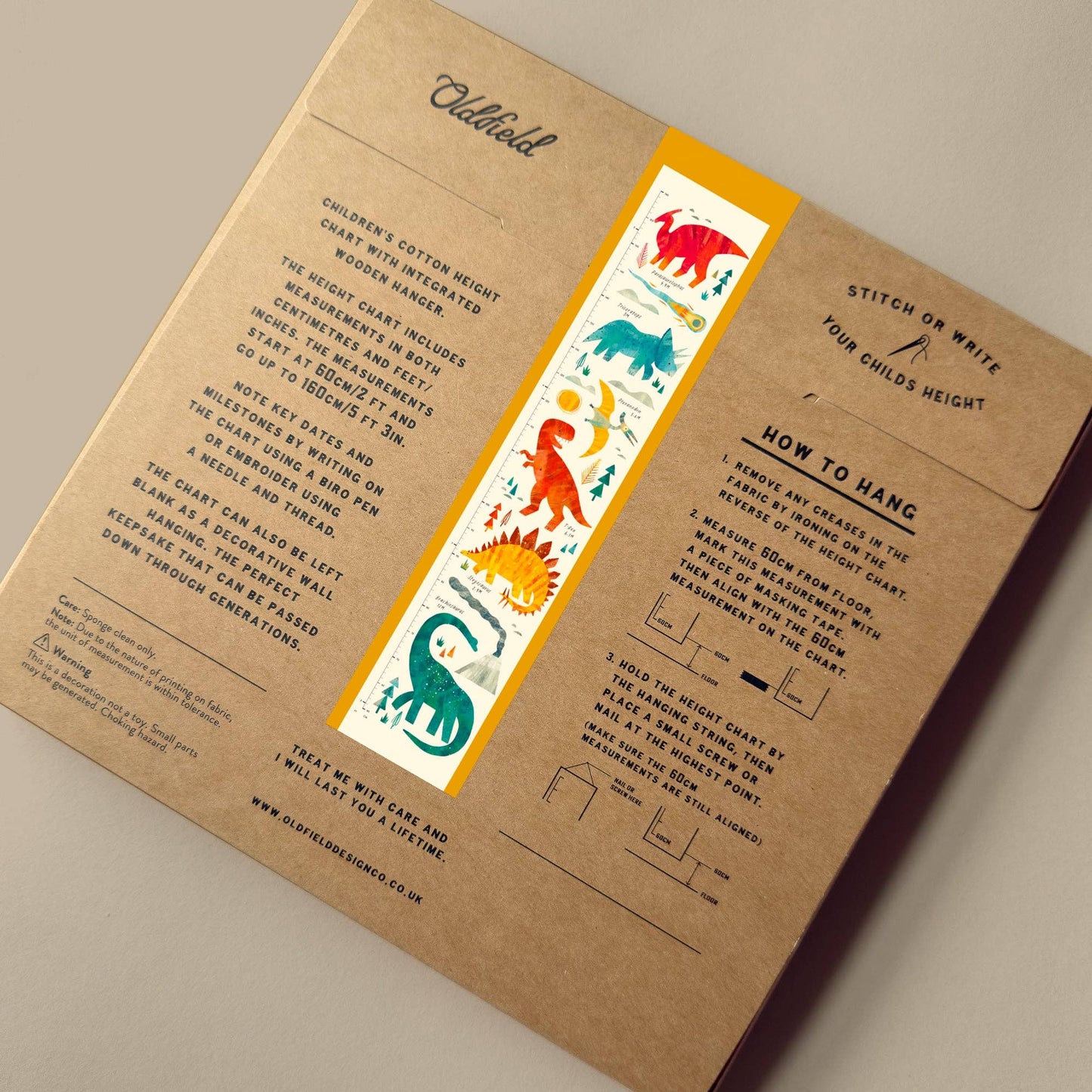 Dinosaur Children's Fabric Height Chart