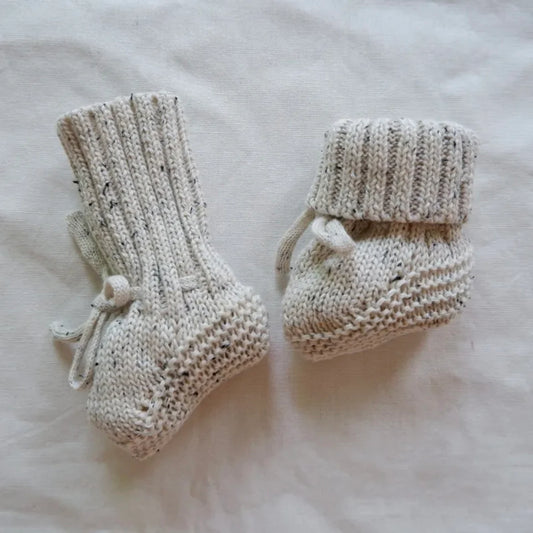 Knitted Baby Booties - Speckled