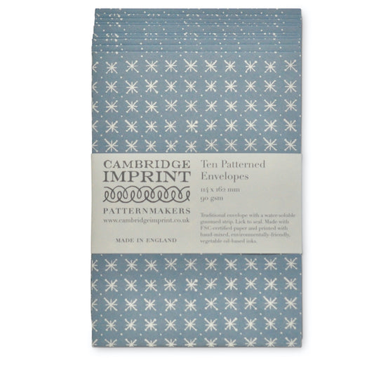 Packet of 10 Patterned Envelopes - Little Stars Faded Denim