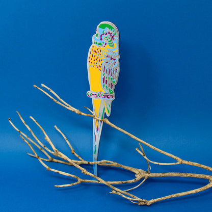 Parakeet Bookmark - Cornflower/Yellow