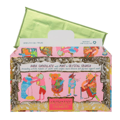 Hugging Animals, Dark Chocolate with Mint & Crystal Crunch