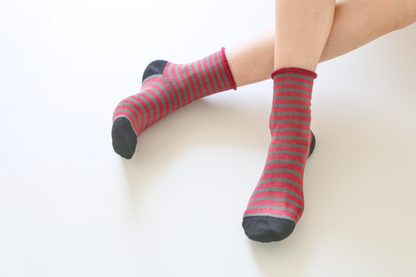 Women's Mulberry Silk Socks - Soft, Breathable Striped Socks: Blue