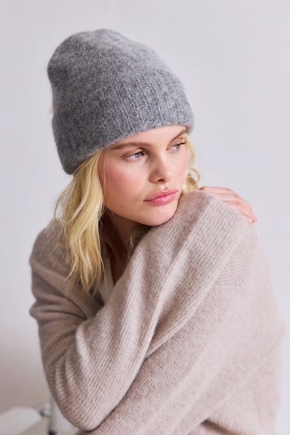 The Mohair Beanie - Arctic Grey