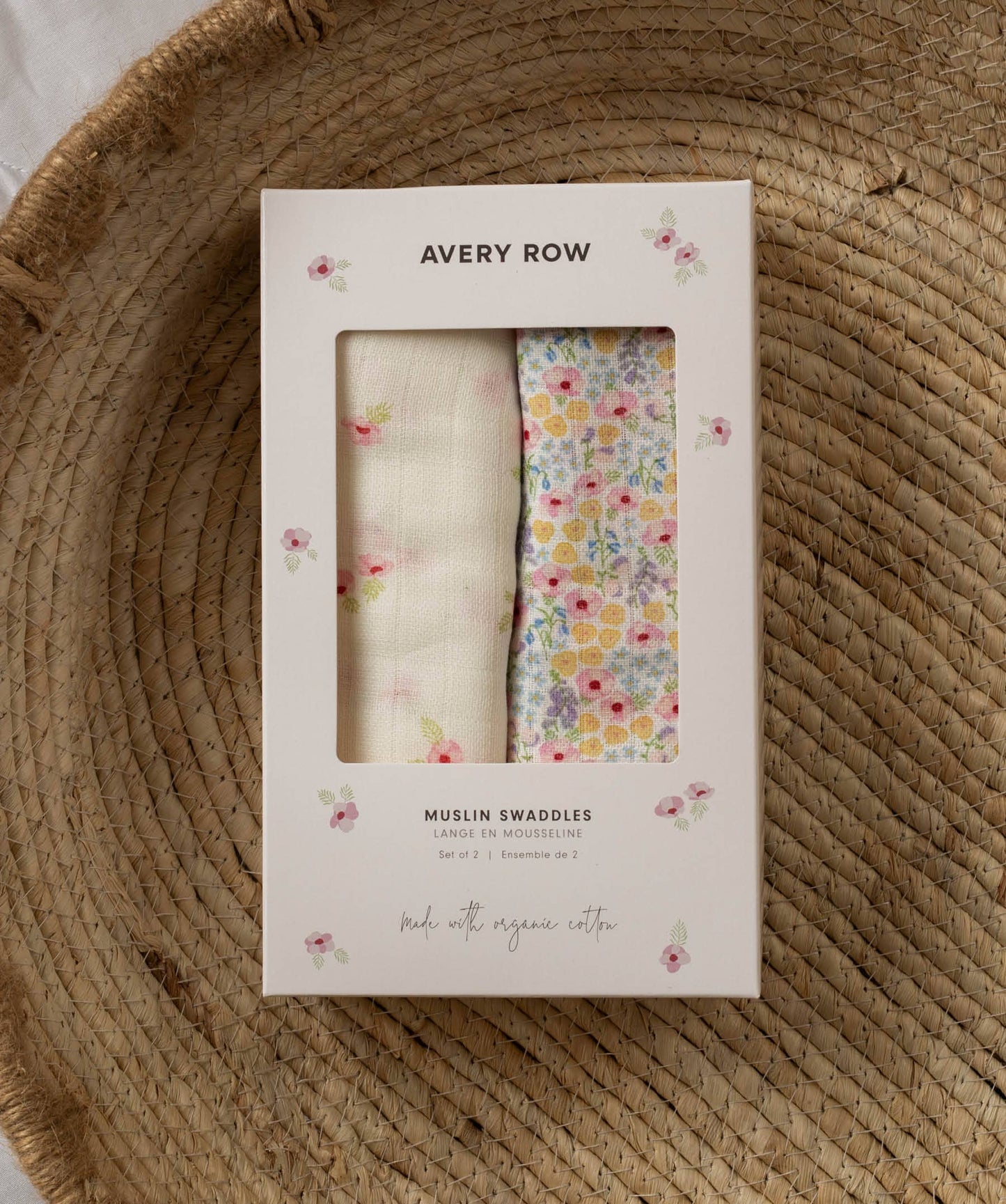Extra Large Organic Baby Muslins, Set of 2 - Wildflower Garden / Anemone