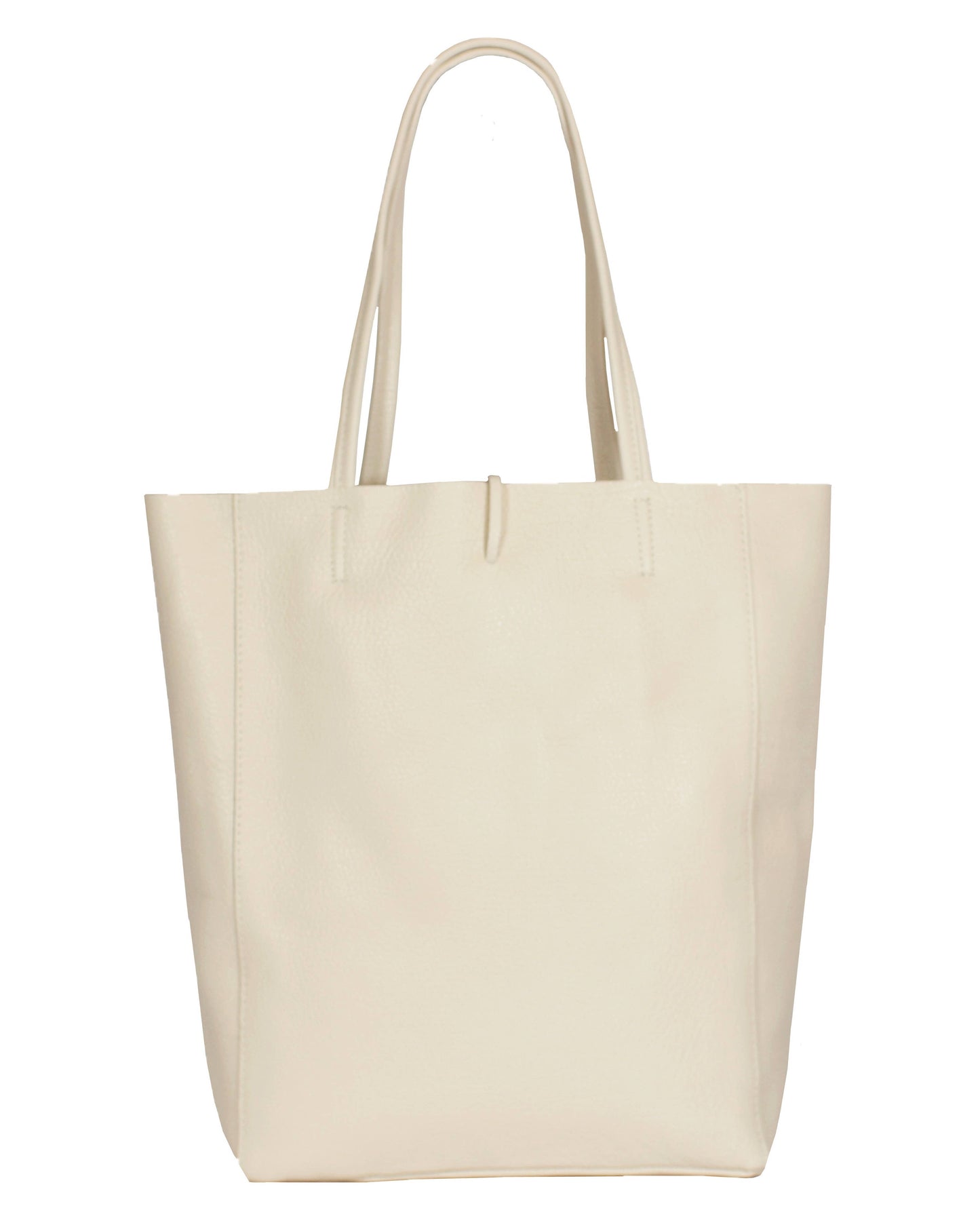 Italian Genuine Leather Large Shopper Tote Shoulder Handbag: Silver