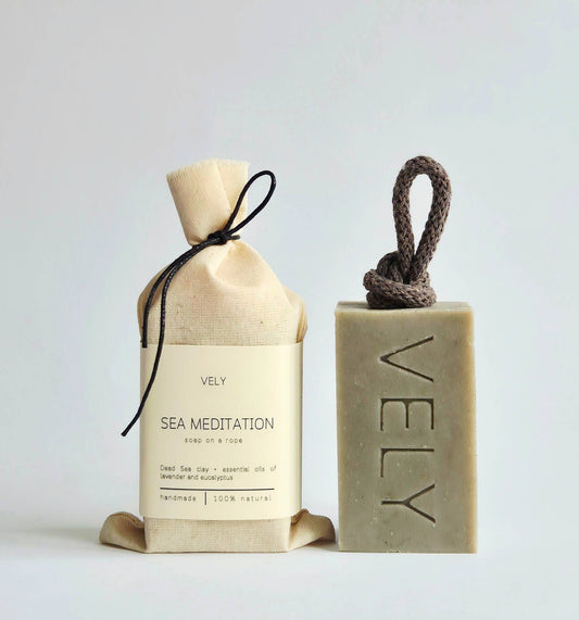 Natural Handmade Soap On A Rope "Sea Meditation" 