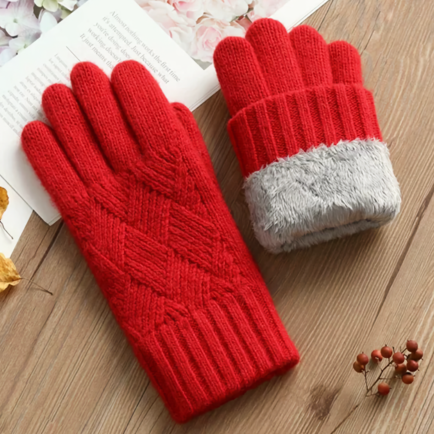 Double-Layered Wool Gloves for Women - Touchscreen Friendly: No.10