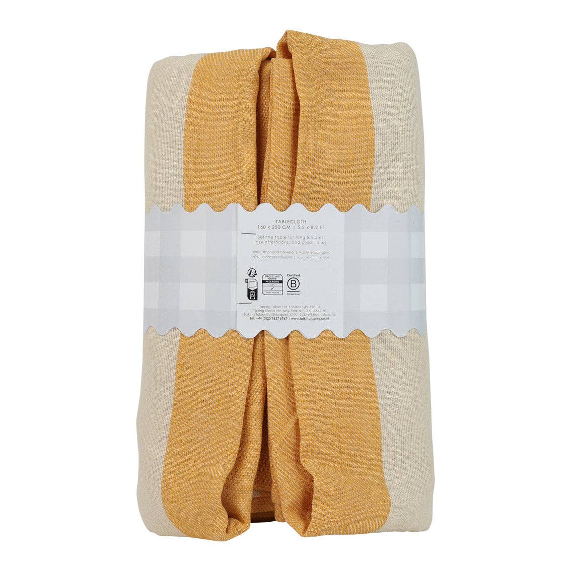 Yellow Stripe Cotton XL Tablecloth - 160cm x 250cm | Summer Tableware |