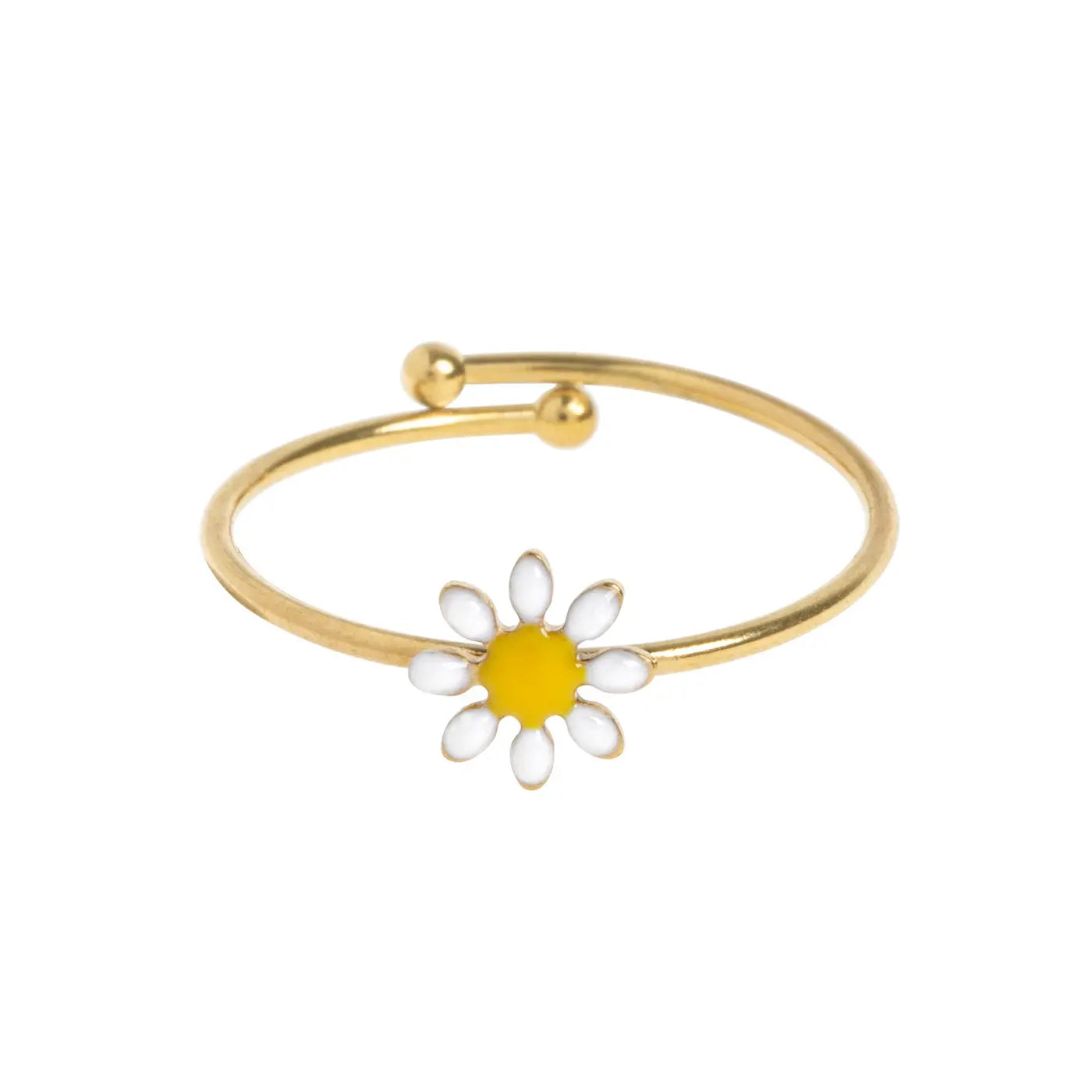 Doris Daisy Flower Enamel Ring - Stainless Steel