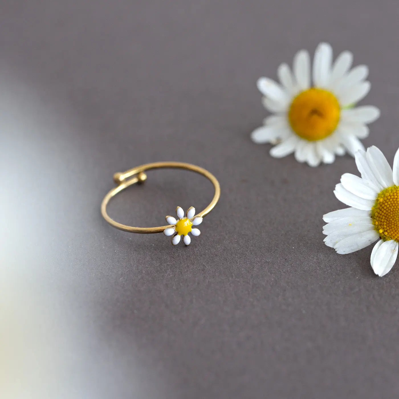 Doris Daisy Flower Enamel Ring - Stainless Steel