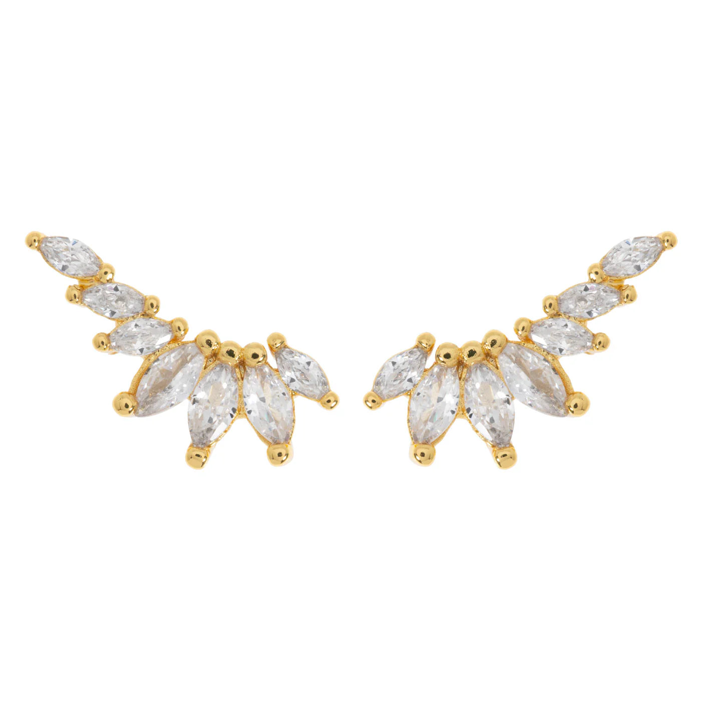 Zubi-Crystal Leaf Ear Climber Earrings