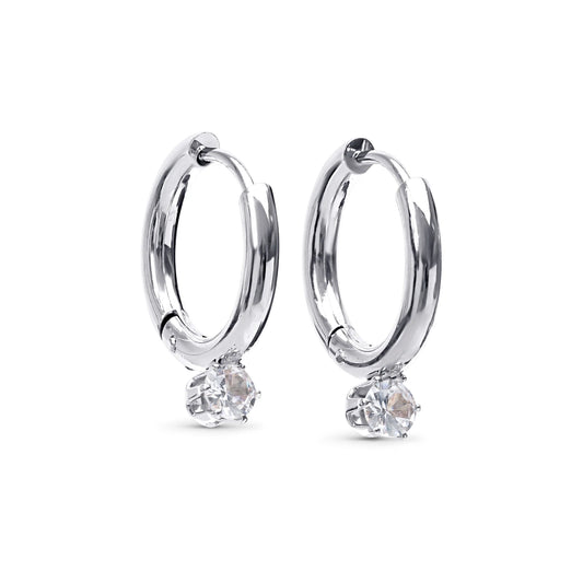 Oline - Crystal Hoop Earrings Stainless Steel