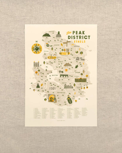 The Peak District Ethels A2 Map Checklist: Print Only