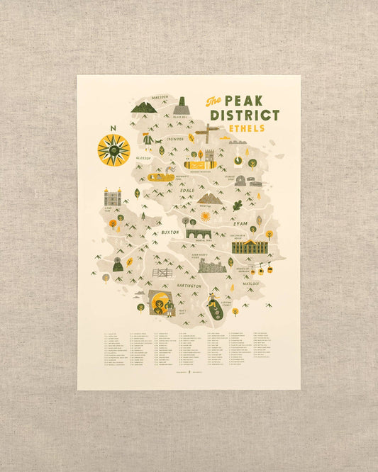 The Peak District Ethels A2 Map Checklist: Print Only