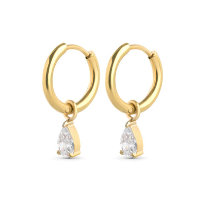 Elle - Crystal Hoop Earrings Stainless Steel