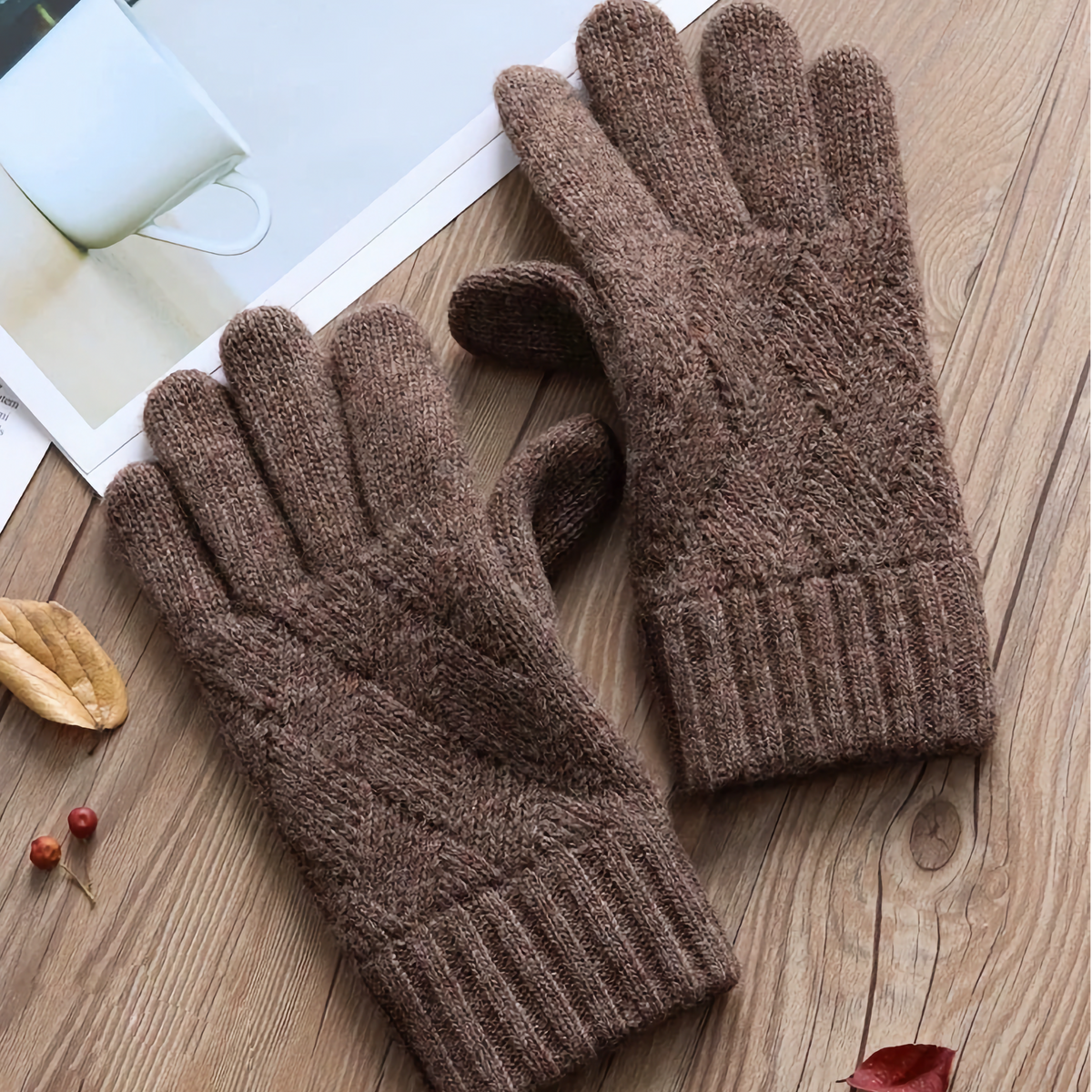 Double-Layered Wool Gloves for Men - Touchscreen Friendly: No.4