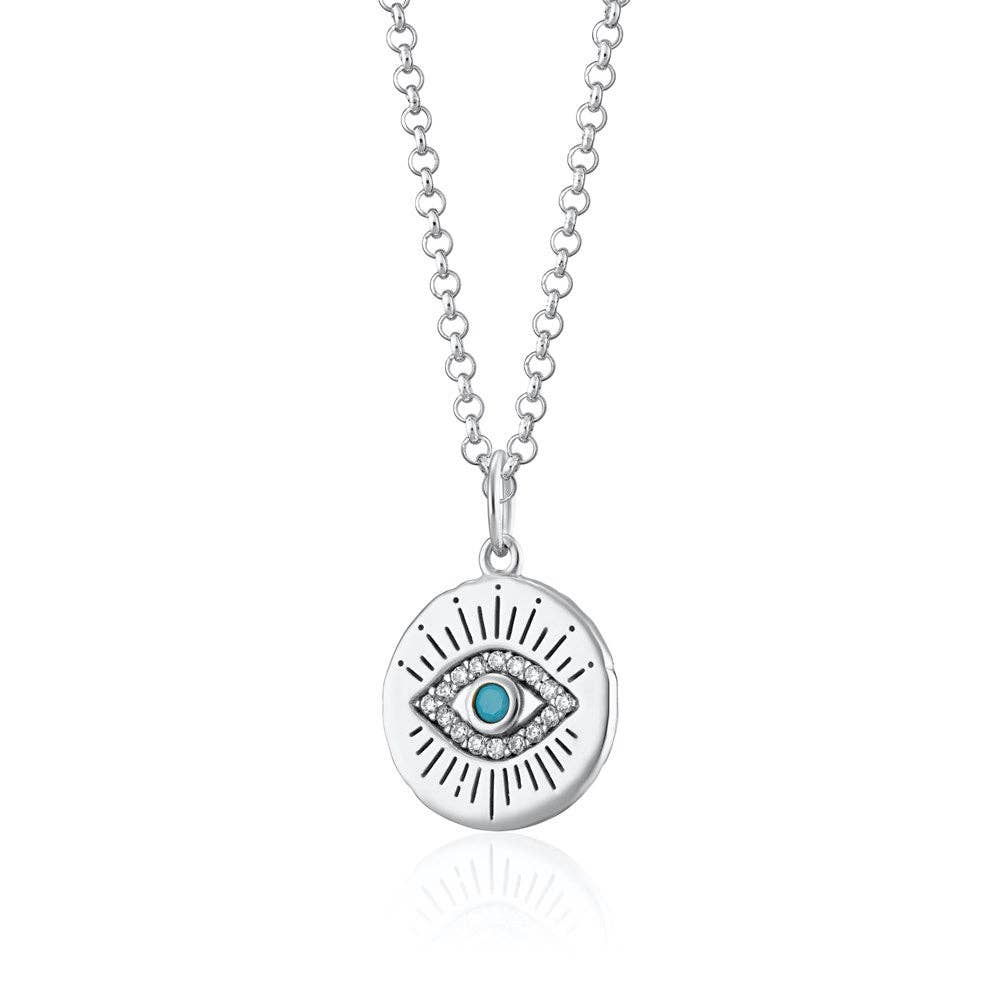 Evil Eye Pendant Necklace: Chain: 40-45cm / 18k Gold Plated Sterling Silver