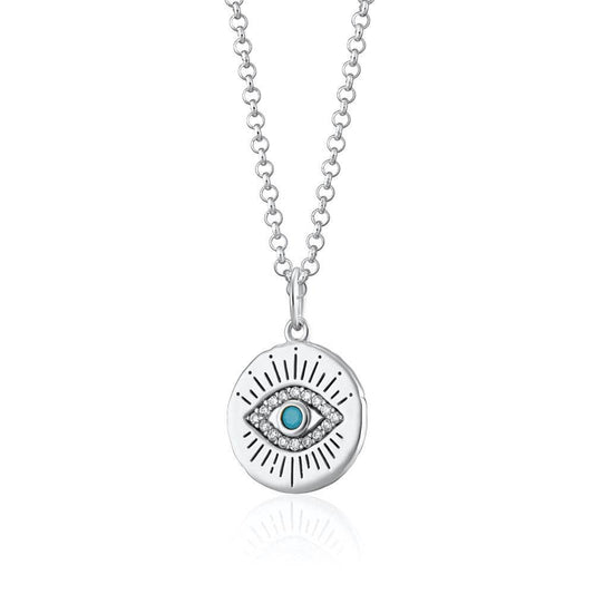 Evil Eye Pendant Necklace: Chain: 40-45cm / 18k Gold Plated Sterling Silver