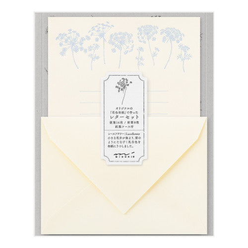 Midori Letter Set 313 Flower Color Washi Paper White