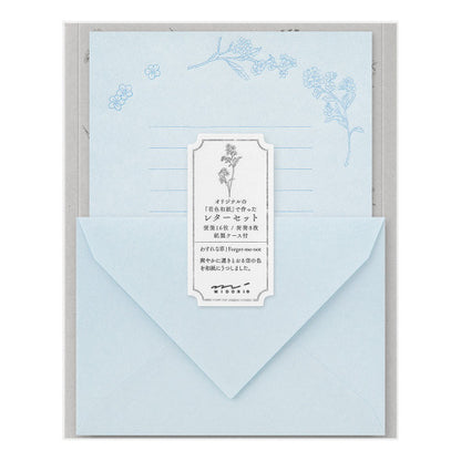 Midori Letter Set 317 Flower Color Washi Paper Blue
