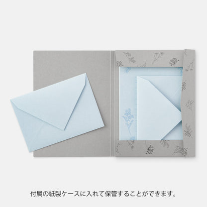 Midori Letter Set 317 Flower Color Washi Paper Blue