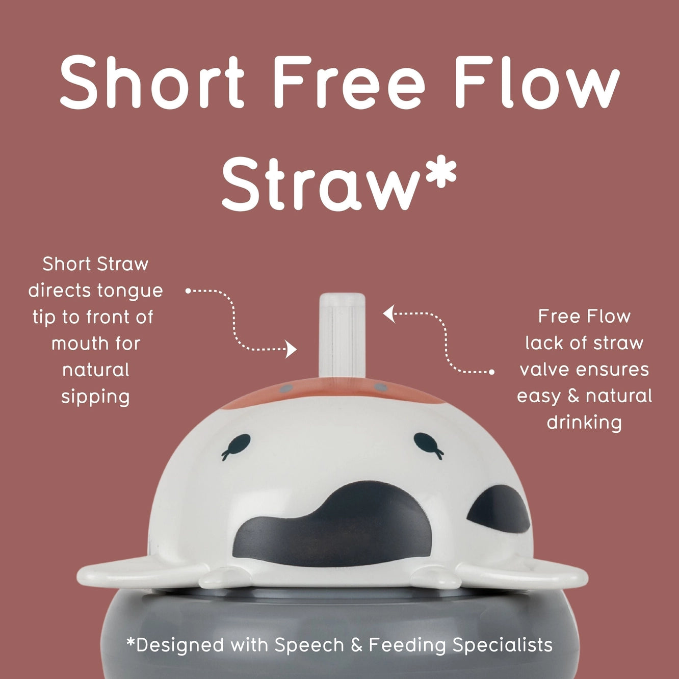 Tippy Up Sippy Cup (Series 3), with Weighted Straw (Valve Free), Connie Cow 200ml
