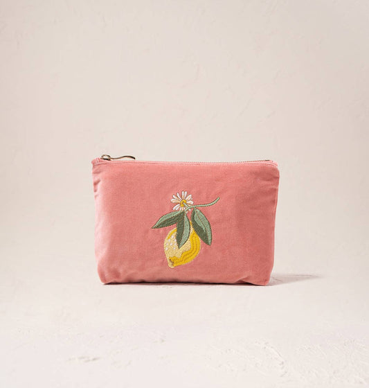 Lemon Blossom Mini Pouch - Coral Velvet