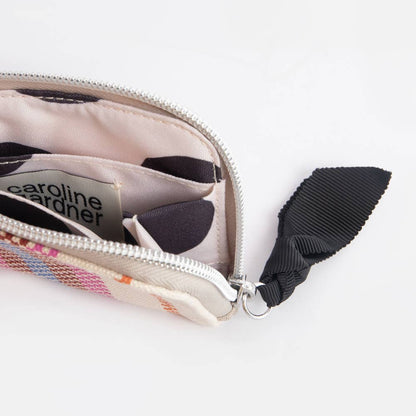 Checkerboard Stripe Printed Canvas Corner Purse