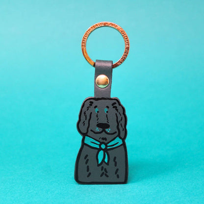 Spaniel | Leather Key Ring | Gold Plated: Sage