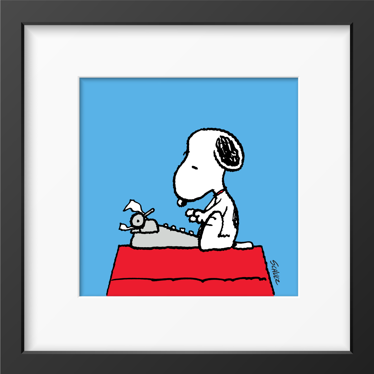 Peanuts Typewriter Framed Print Handmade