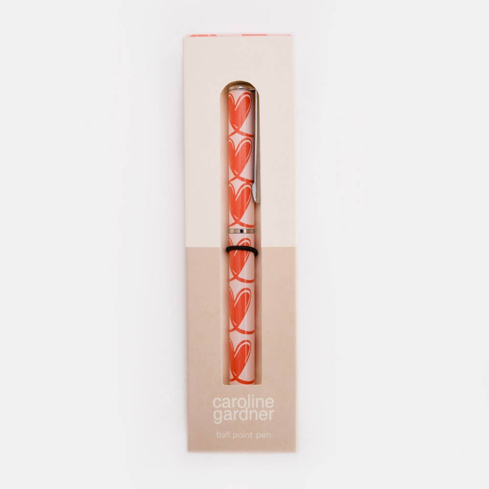 Pink/Orange Linked Hearts Boxed Pen