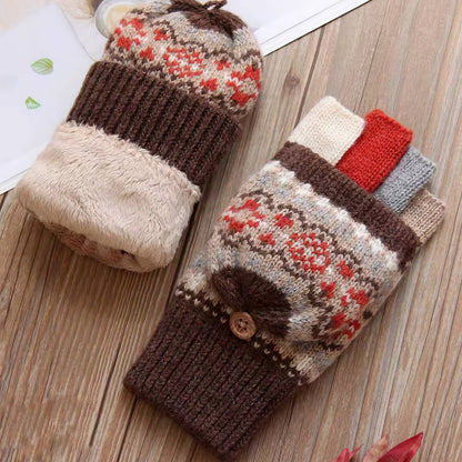 Women's Fingerless Woolen Gloves - No.1