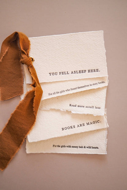 Letter press book mark: BOOKS ARE MAGIC