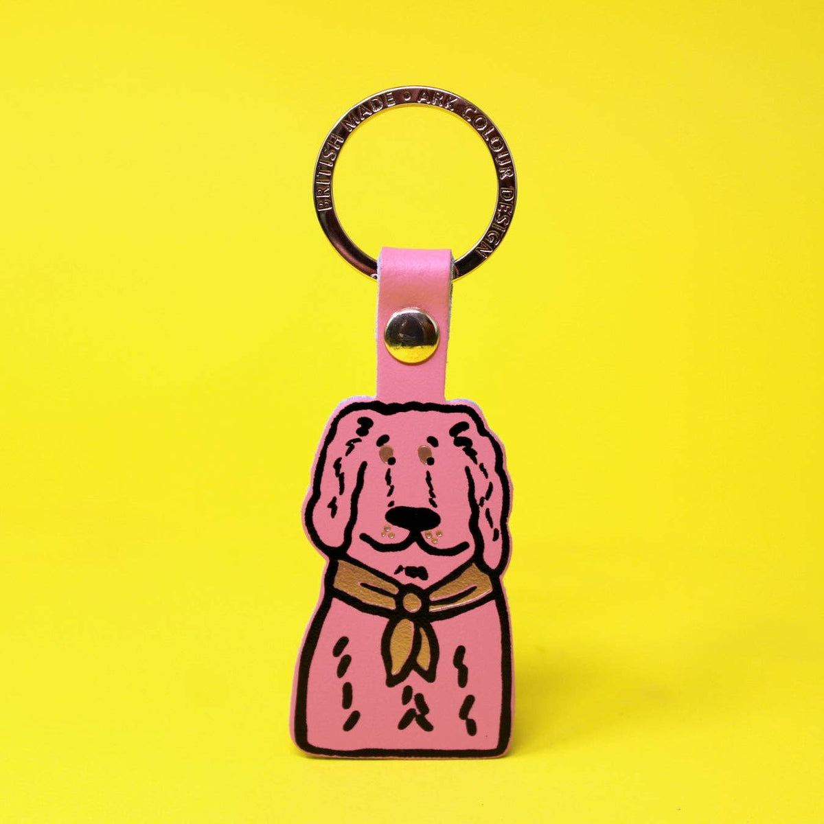 Spaniel | Leather Key Ring | Gold Plated: Sage