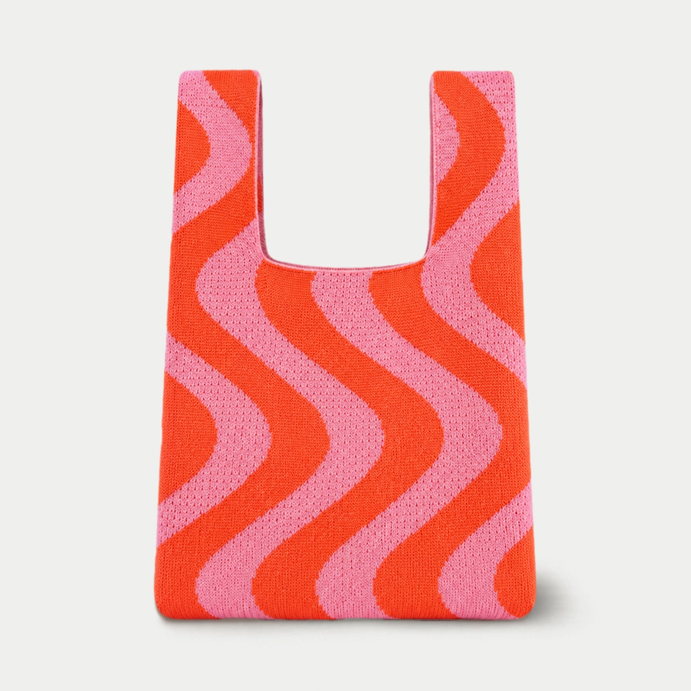 Sunset Swirl - Knitted Bag: Brown and cream / Medium