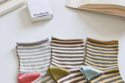 Women's Mulberry Silk Socks - Soft, Breathable Striped Socks: Blue